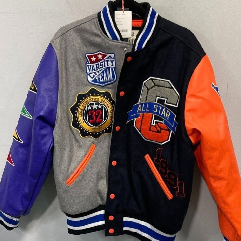 Multicolor Heritage Outerwear Varsity Type Jacket, Size XL.